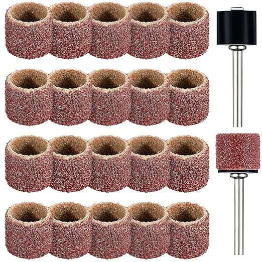 22 Pet Nail Grinder Replacement Kit with Grit Sanding Bands Pet Smoother Claw Care Black Grinding Drums Dog Nail Grinder Replacement Dog Claw Grooming Supplies(1/2 Inch 120 Grit)