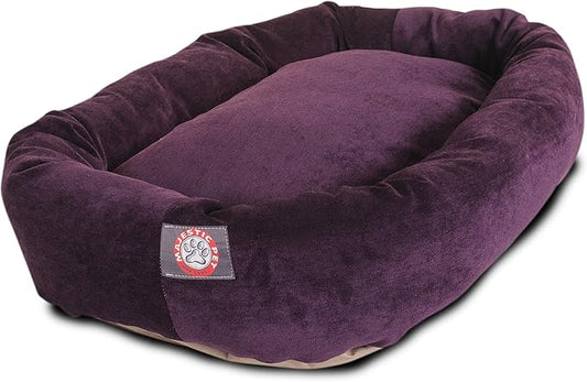 Majestic Pet Villa 52 Inch Shredded Memory Foam Dog Bed for X-Large Sized Dog 52x35x11 Inch–Orthopedic Pet Bed with Removable Washable Cover-Washable X-Large Puppy Mat with Head Support-Aubergine