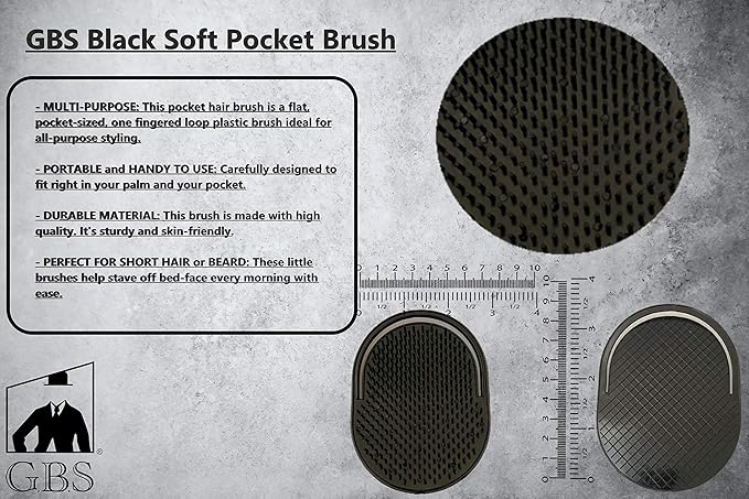 G.B.S Black Pocket Palm Brush for Men’s, Women and Pets Grooming, Black, Pack of 20 Made in U.S.A