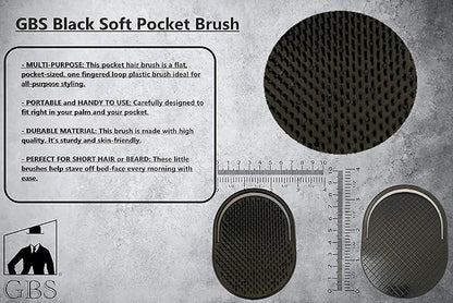 G.B.S Black Pocket Palm Brush for Men’s, Women and Pets Grooming, Black, Pack of 20 Made in U.S.A