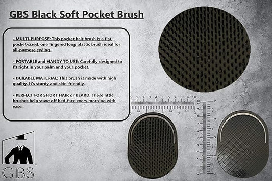 G.B.S Black Pocket Palm Brush for Men’s, Women and Pets Grooming, Black, Pack of 20 Made in U.S.A