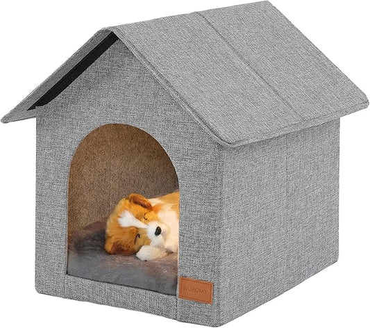 Indoor Dog House with Washable Plush Cushion - Small Size, Suitable for Small Dogs & Adult Cats