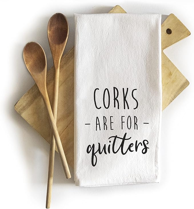 MAINEVENT Corks Are For Quitters 18x24 Inch White Cotton Hand Towel