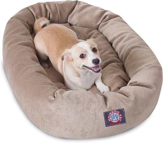 Majestic Pet Villa 32 Inch Shredded Memory Foam Dog Bed for Medium Sized Dog 32x23x7 Inch–Orthopedic Pet Bed - Washable Medium Puppy Mat with Head Support-Pearl