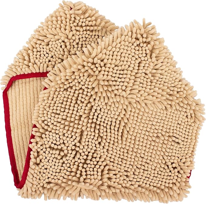 My Doggy Place Super Absorbent Microfiber Dog Towel with Hand Pockets - Quick Dry Shammy - Washer and Dryer Safe - Oatmeal - 30 x 12.5 in