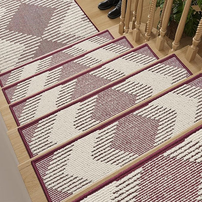 PADOOR 1PC Stair-Treads Non Slip, 3D Peel and Stick Stair Treads for Wooden Steps Indoor, Stair-Carpet Treads Washable Reusable Adhesive Stair-Runner Rugs for Kids and Dogs 8"x30" Red