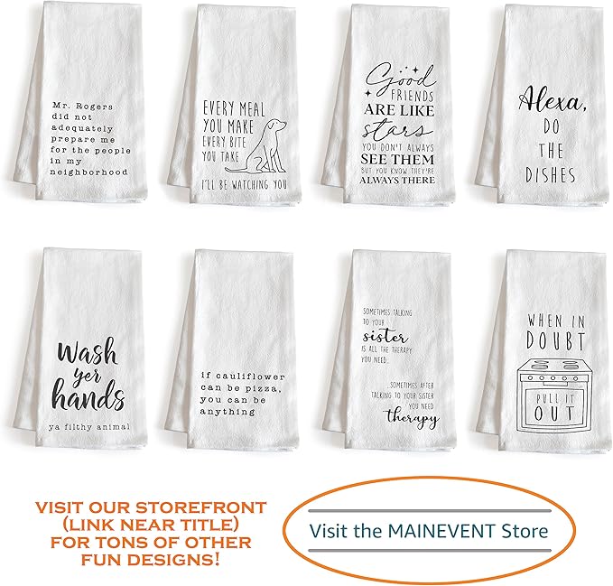 MAINEVENT Alexa Do The Dishes 18x24 Inch White Cotton Kitchen Towel