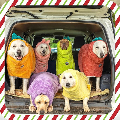 DERPYCHAPPY Premium Dog Towel Robe & Dog Bathrobe for Drying Dogs Made in Korea | Super Absorbent Quick & Adjustable Microfiber Bath Towel for Cats & Puppy Robes After Bath | Soft Warm Coat (Pink,XL)