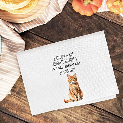 Funny Orange Tabby Cat Gifts Kitchen Towels, Cat Lover Gifts for Women, Funny Hand Towels for Bathroom Decor, A Kitchen Is Not Complete without Dishcloths Dish Towel forKitchen 16x24 Inches