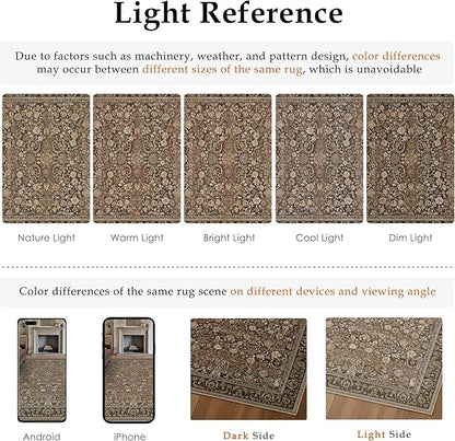 Brown Runner Rug 2x8 Washable Vintage Floral Long Carpet for Hallway Soft Low Pile Non Slip Indoor Accent Rug Retro Distressed Throw Rug for Bathroom Bedroom Laundry Dining Room