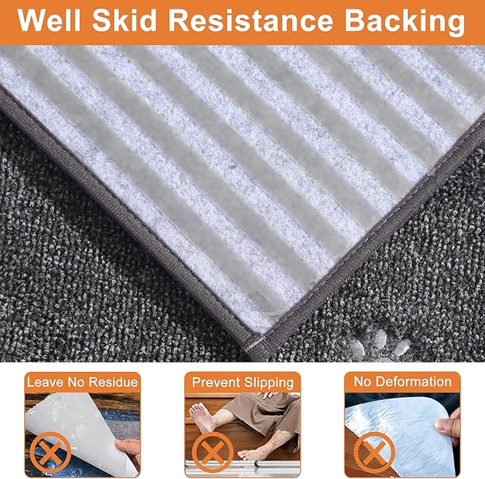 BEQHAUSE Stair Treads for Wooden Steps 28inX9in, Non Slip Carpet Stair Treads Indoor Stair Runners Machine Washable, Soft Stair Rugs Mat Surface Polyester TPE Backing, 4pcs, Charcoal