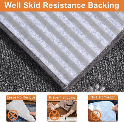 BEQHAUSE Stair Treads for Wooden Steps 28inX9in, Non Slip Carpet Stair Treads Indoor Stair Runners Machine Washable, Soft Stair Rugs Mat Surface Polyester TPE Backing, 4pcs, Charcoal