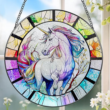 Stained Glass Window Hanging, Stained Glass Suncatcher, Unicorn Sun Catcher, Window Decor, Unicorn Gift, Gifts for Mothers Day, Christmas or Birthday Gift, Gifts for Her Mom Grandmother Daughter
