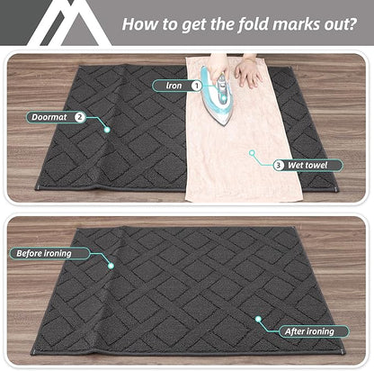COSY HOMEER Door Mat Indoor Entrance, Non-Slip Absorbent Doormat for Front Door, Low-Profile Entryway Mat for Dirty Paws, Washable Dirt Trapper Mats (24"x36", Dark Grey)