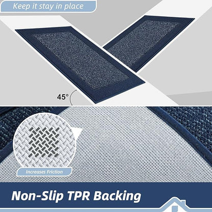 BEQHAUSE Indoor Door Mat 20" x 48", Dirt Trapper Door Mats Non-Slip Entryway Rugs Washable, Resist Dirt Absorbent Welcome Mat, Low Profile Floor Mats for Front Back Door and Entryway, Blue