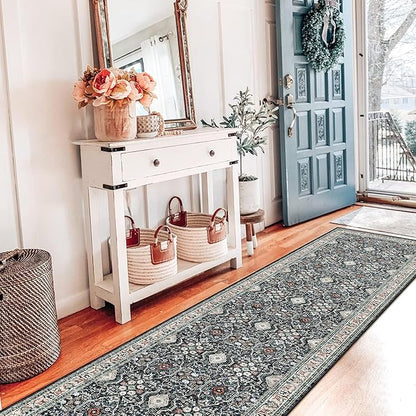 HY HAO YUN LAI Non Slip Runners for Hallways,Washable Long Ultra Soft Kitchen Runner Rug,Non Shedding Accent Farmhouse Runner Rugs (Black, 2 X 10)