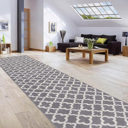 U'Artlines Extra Long Runner Rug for Hallway 2'8" x 12' Non Slip Kitchen Floor Carpet Runners Grey Geometric Pattern Machine Washable Area Rug for Entryway Bathroom