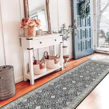 HY HAO YUN LAI Non Slip Runners for Hallways,Washable Hallway Runner Rug,Long Ultra Soft Kitchen Runner Rug,Non Shedding Accent Farmhouse Runner Rugs (Black, 2 X 7)