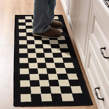 GRANNY SAYS Kitchen Mats for Floor, Kitchen Rugs Non Slip Washable, Runner Rugs for Kitchen Floor, 47" x 17.7", Stain Resistant Comfort Standing Mat Made of 100% Polypropylene, Black