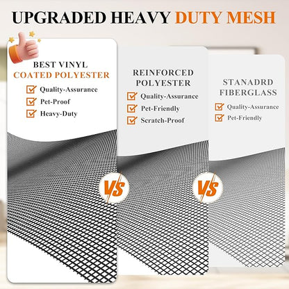 MAGZO Pet Proof Window&Door Screen Replacement Mesh, 35" W x 86" L, Best Vinyl Coated Polyester Dog Cat Protector Heavy Duty, Net Netting Curtain Wire Roll Repair Kit for Patio/Porch/Sliding, Black