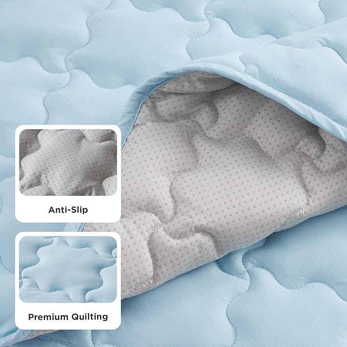 Bedsure Cooling Mat for Small Dog, Q-Max>0.5 Thin Breathable Cold Crate Pad for Puppy and Cat, Portable Washable Kennel Bed for Active Pet with Chill Soothing Fabric to Rapid Cooling, 24x18, Blue