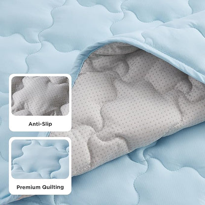 Bedsure Cooling Mat for Large Dogs, Q-Max>0.5 Thin Breathable Cold Crate Pad for Pet, Portable Washable Kennel Bed for Summer Active Dog with Chill Cool Soothing Fabric to Rapid Cooling, 35x23, Blue