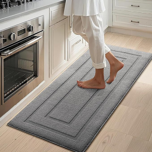 GRANNY SAYS Kitchen Mats for Floor, 47 x 20, Kitchen Rugs Non Slip Washable, Thick Runner Rugs Floor Mats for Sink, Laundry, Long Kitchen Carpet Non Skid, Grey