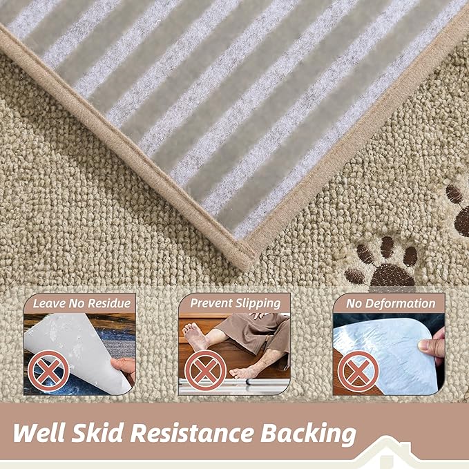 BEQHAUSE Stair Landing Rug Non-Slip 30"x30", Square Stair Landing Mats for Stairs Washable, Carpet Stair Treads Matching Mats for Wooden Steps Indoor Landing Rugs Surface Polyester TPE Backing, Beige