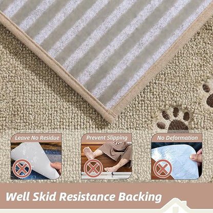 BEQHAUSE Stair Landing Rug Non-Slip 30"x30", Square Stair Landing Mats for Stairs Washable, Carpet Stair Treads Matching Mats for Wooden Steps Indoor Landing Rugs Surface Polyester TPE Backing, Beige