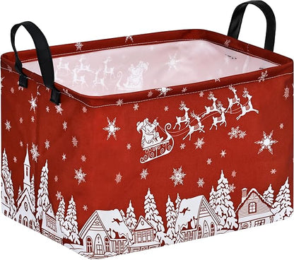 Christmas Basket Box Hamper Storage Basket Collapsible Organizer Bin Gift Shelf Baskets for Home and Kitchen Storage