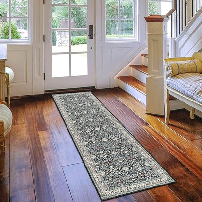 HY HAO YUN LAI Non Slip Runners for Hallways,Washable Hallway Runner Rug,Long Ultra Soft Kitchen Runner Rug,Non Shedding Accent Farmhouse Runner Rugs (Black, 2 X 7)