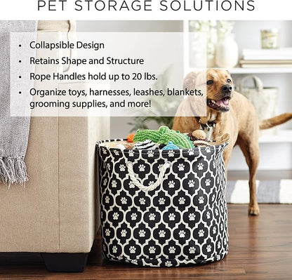 Bone Dry 6192 Pet Storage Collection Lattice Paw Print, Medium Round, Nautical Blue