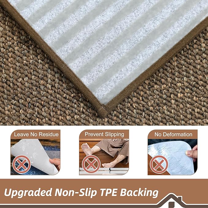 BEQHAUSE Stair Treads for Wooden Steps 28inX9in, Carpet Stair Treads Non Slip Indoor, Machine Washable Stair Runners for Kids Elders and Pets, Carpet for Stair Rugs Mat, TPE Backing, 1pcs, Brown