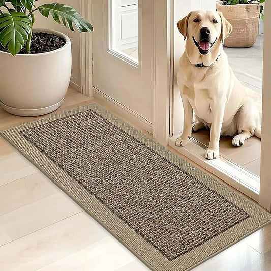 BEQHAUSE Indoor Door Mat 20" x 48", Dirt Trapper Door Mats Non-Slip Entryway Rugs Washable, Resist Dirt Absorbent Welcome Mat, Low Profile Floor Mats for Front Back Door and Entryway, Taupe