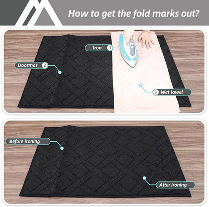 COSY HOMEER Door Mat Indoor Entrance, Non-Slip Absorbent Doormat for Front Door, Low-Profile Entryway Mat for Dirty Paws, Washable Dirt Trapper Mats (20"x32", Black)