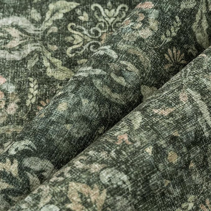 Dark Green 2x6 Runner Rug Washable Hallway Kitchen Vintage Carpet Indoor Non Slip Small Low Plie Thin Bedroom Bathroom Rug Retro Accent Throw Dining Living Room