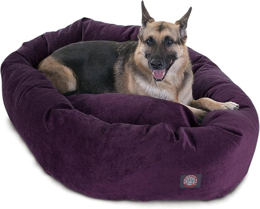 Majestic Pet Villa 52 Inch Shredded Memory Foam Dog Bed for X-Large Sized Dog 52x35x11 Inch–Orthopedic Pet Bed with Removable Washable Cover-Washable X-Large Puppy Mat with Head Support-Aubergine