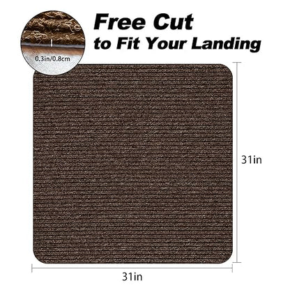 Stair Treads for Wooden Steps, Non-Slip Stair Runner Indoor Outdoor Stair Tread Landing Mats Covers Pads, 31" x 31"Matching Staircase Step Runner for Elders, Kids and Pets (31" X 31", Brown)