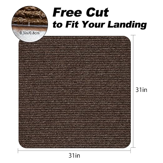 Stair Treads for Wooden Steps, Non-Slip Stair Runner Indoor Outdoor Stair Tread Landing Mats Covers Pads, 31" x 31"Matching Staircase Step Runner for Elders, Kids and Pets (31" X 31", Brown)