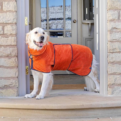 Lucky Pooch® Dog Robe - Luxurious Dog Bathrobe - Ultra Absorbent Dries Your Dogs in Minutes! Double-Layer, Super Soft Towel and Bath Robe All in One (M, Amber)