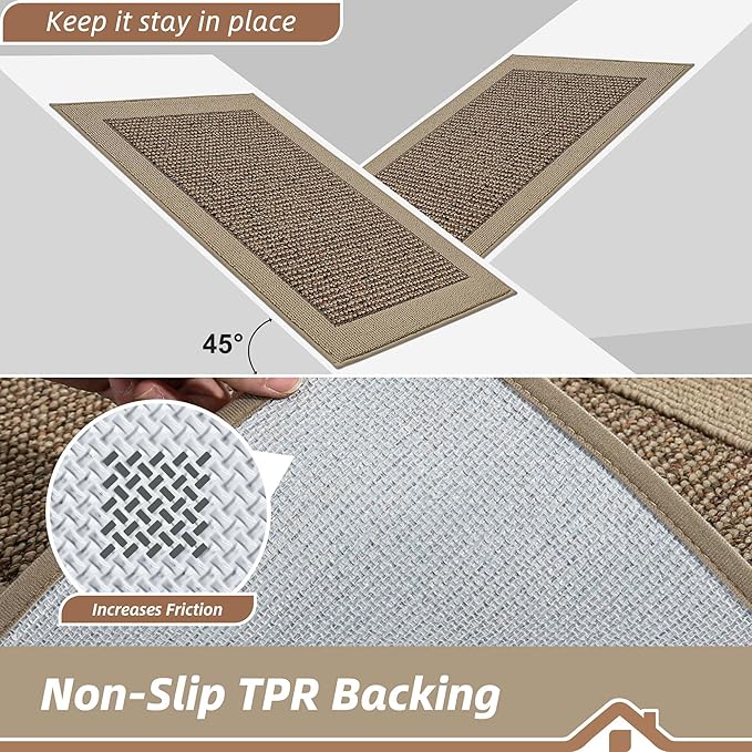 BEQHAUSE Indoor Door Mat 20" x 48", Dirt Trapper Door Mats Non-Slip Entryway Rugs Washable, Resist Dirt Absorbent Welcome Mat, Low Profile Floor Mats for Front Back Door and Entryway, Taupe