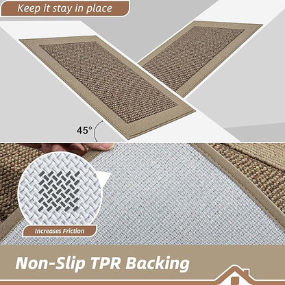 BEQHAUSE Indoor Door Mat 20" x 48", Dirt Trapper Door Mats Non-Slip Entryway Rugs Washable, Resist Dirt Absorbent Welcome Mat, Low Profile Floor Mats for Front Back Door and Entryway, Taupe