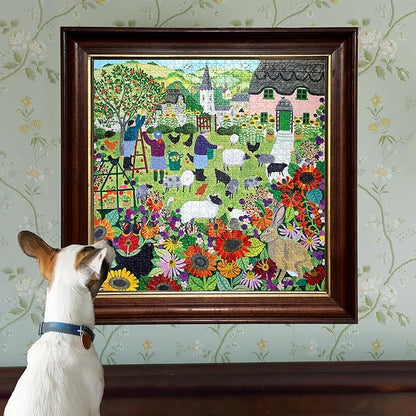eeBoo 1000 Piece Puzzle - Village Orchard Jigsaw Puzzle for Adults, Square 23" x 23" Made with Recycled Board & Vegetable-Based Ink