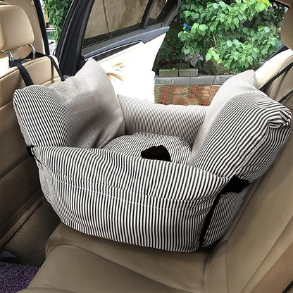 Johnear Dog Car Seat for Medium Pets Under 55 lbs - Pet Booster Travel Bed With 2 Pockets and Safety Leash, Detachable Washable Carrier Handbag Cushion Couch 30*20.5 inches