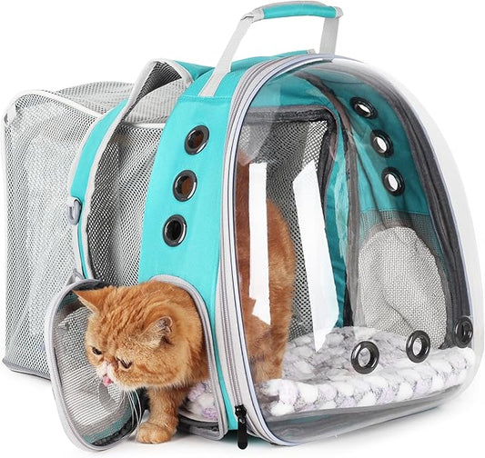 Lollimeow Cat Carrier Backpack, Expandable Bubble Pet Carrier for Cats and Small Dogs, Airline Approved Travel Backpack for Hiking, Walking & Outdoor Adventures - Supports up to 14 lbs