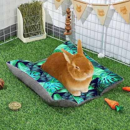 Rabbit Bed 15"X14"Thickened and Soft Bunny Bed Washable Cuddle Cushion Plush Mat Double-Sided Plush Small Pet Flop Mat Cotton Pillow for Rabbit