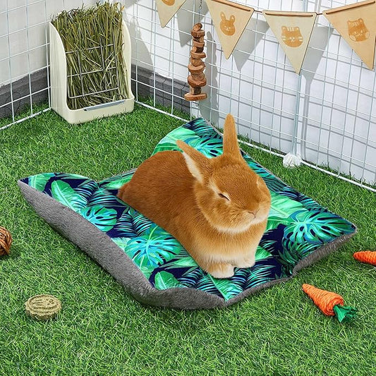 Rabbit Bed 15"X14"Thickened and Soft Bunny Bed Washable Cuddle Cushion Plush Mat Double-Sided Plush Small Pet Flop Mat Cotton Pillow for Rabbit