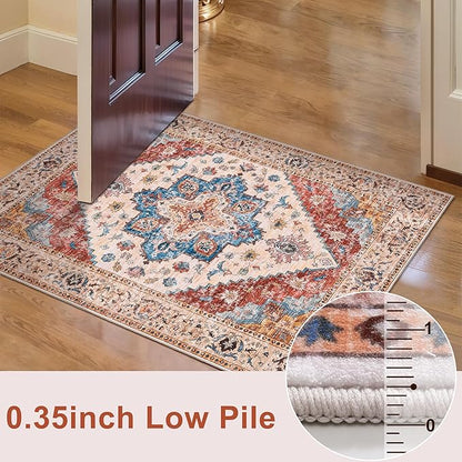 Ciicool Washable Runner Rug Non Slip, 2'x6' Hallway Rug Vintage Kitchen Rugs Carpet for Bedroom Laundry Bathroom Decor