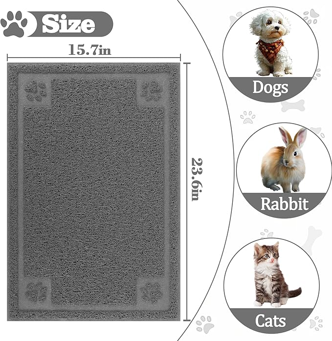 Darkyazi Pet Feeding Mat Large for Dogs and Cats,24"×16" Flexible and Easy to Clean Feeding Mat,Best for Non Slip Waterproof Feeding Mat. (Grey)