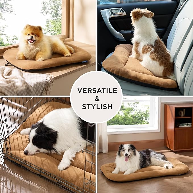 Bedsure Washable Dog Crate Pad for Extra Large Dogs, Anti-Slip Puppy Kennel Dog Bed for Crate - Ultra Soft Fleece Flat Thin Pet Mat (Not Chew Proof), Brown XL 41"x27"